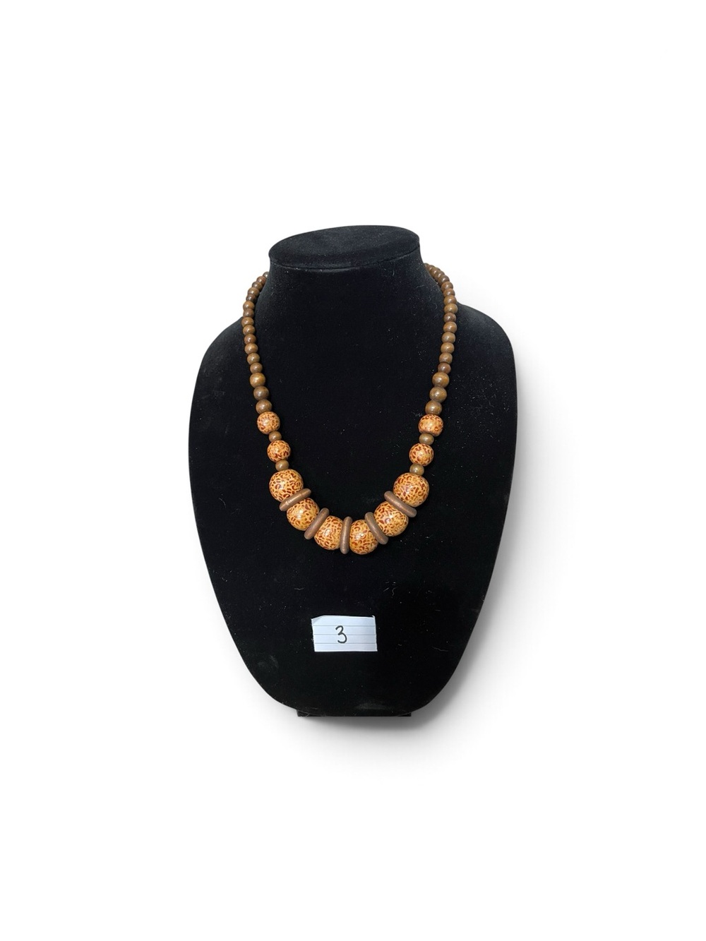 Warm Brown Beaded Necklace with Textured Accent Beads